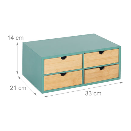 Desk Organizer with 4 Bamboo Drawers