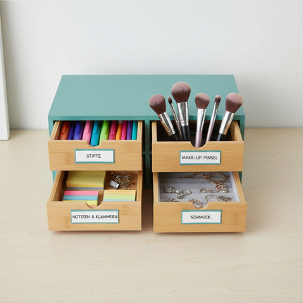 Desk Organizer with 4 Bamboo Drawers
