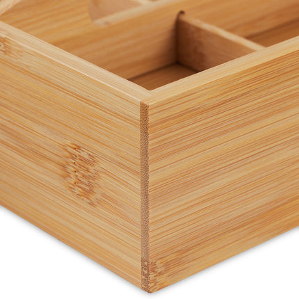 Desk Organizer with 9 Compartments, Bamboo Storage
