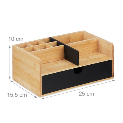 Desk Organizer with 9 Compartments, Bamboo Storage
