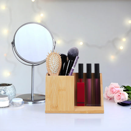 Desk Organizer with Bamboo Pen Holder, 2 Compartments