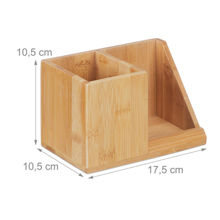 Desk Organizer with Bamboo Pen Holder, 2 Compartments