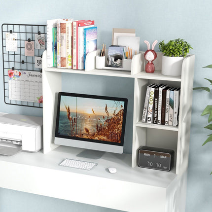 Desk Shelf Multipurpose Wooden Table Shelf 3 Tier Computer Desk Display Shelf White