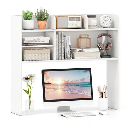 Desk Shelf Organizer with 6 Shelves, Adjustable, White