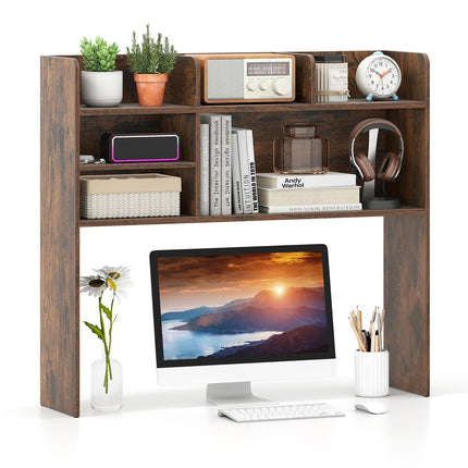 Desk Shelf Organizer with 6 Shelves, Rustic Brown