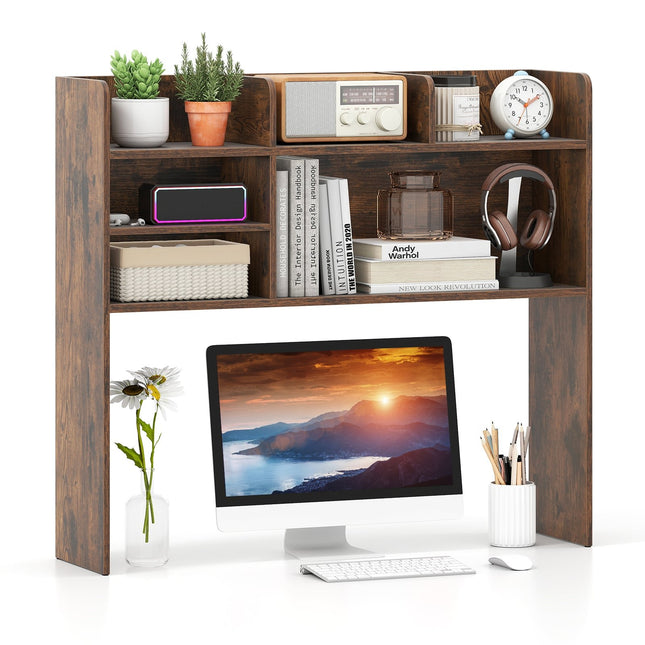 Desk Shelf Organizer with 6 Shelves, Rustic Brown