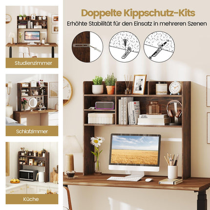 Desk Shelf Organizer with 6 Shelves, Rustic Brown