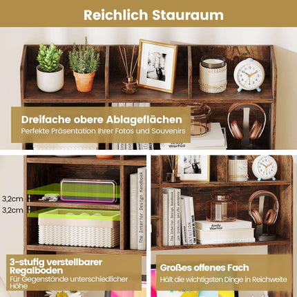 Desk Shelf Organizer with 6 Shelves, Rustic Brown