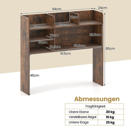 Desk Shelf Organizer with 6 Shelves, Rustic Brown
