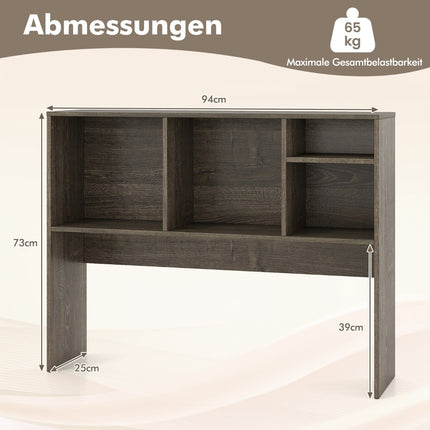 Desk Shelf with 4 Compartments, 94x25x73 cm, Grey