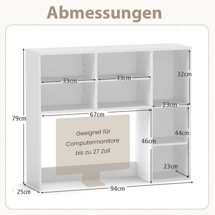 Desk Shelf with 7 Compartments – Adjustable, 94x25x79 cm