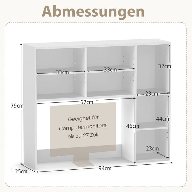 Desk Shelf with 7 Compartments – Adjustable, 94x25x79 cm