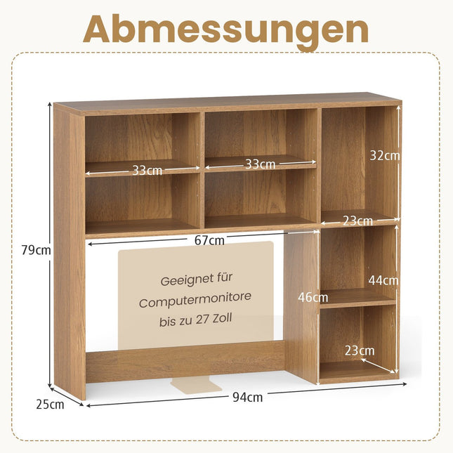 Desk Shelf with 7 Compartments for Monitors Up to 27""