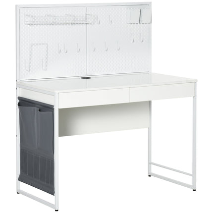 White & Gray Desk - Cloth bag, 2 drawers, Note grid