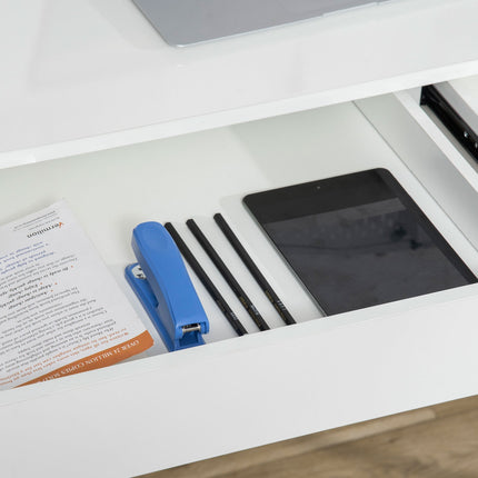 White & Gray Desk - Cloth bag, 2 drawers, Note grid