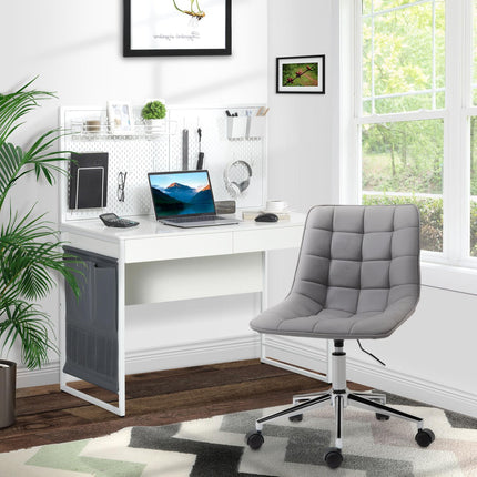 White & Gray Desk - Cloth bag, 2 drawers, Note grid