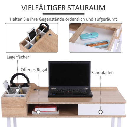 Computer desk with wide top and storage compartment