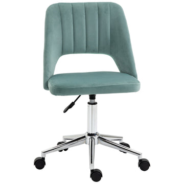 Ergonomic desk chair in green velvet - adjustable, no arms