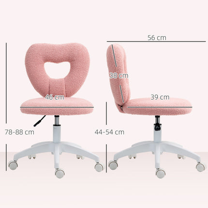 Pink swing chair with heart back - adjustable, armless, cozy