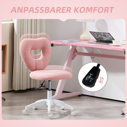 Pink swing chair with heart back - adjustable, armless, cozy