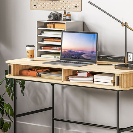 Oak Desk with storage, office table with shelf - 120x60x76.5 cm