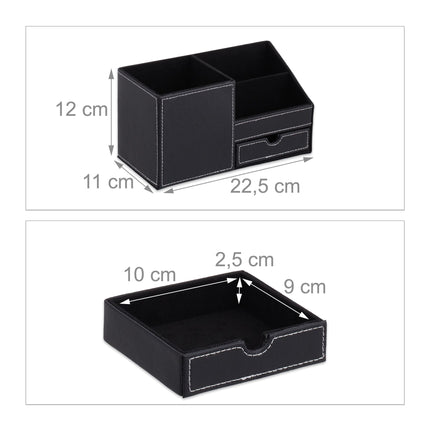 Desk organization in leather look