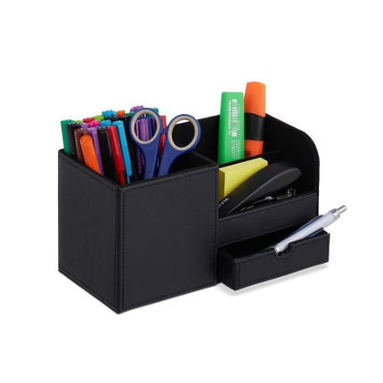 Desk organization in leather look