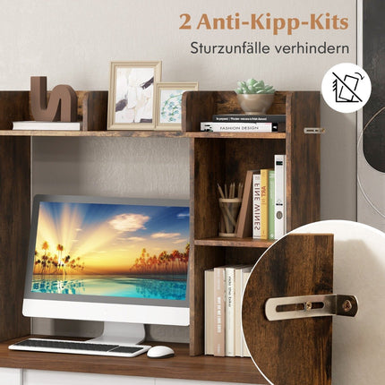 Desk shelf table shelf with 4 shelves and open compartment 94 x 25 x 74 cm Rustic brown