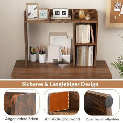 Desk shelf table shelf with 4 shelves and open compartment 94 x 25 x 74 cm Rustic brown