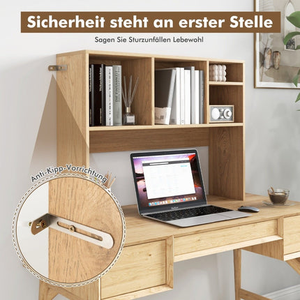 Desk shelf with 4 compartments table shelf desk top shelf bookcase 94 x 25 x 73 cm natural