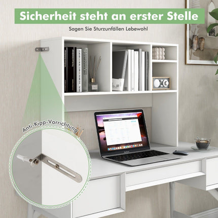Desk shelf with 4 compartments, table shelf, desk top shelf, bookcase, 94 x 25 x 73 cm, white