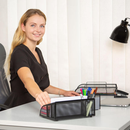 Desk storage in metal