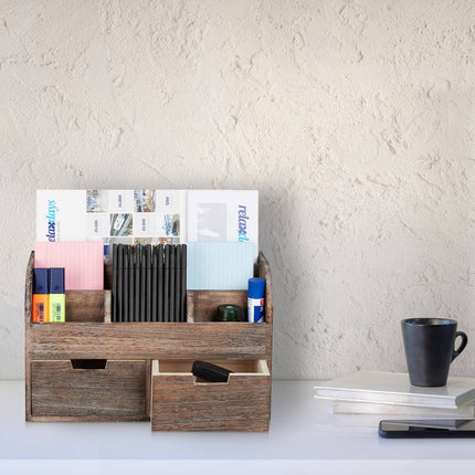 Desk storage in wood