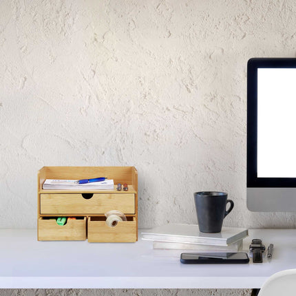 Desk storage with bamboo drawers