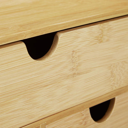 Desk storage with bamboo drawers