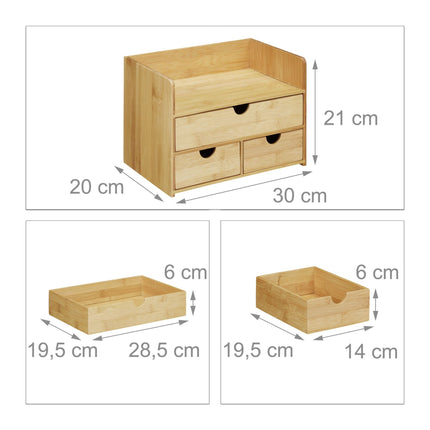 Desk storage with bamboo drawers