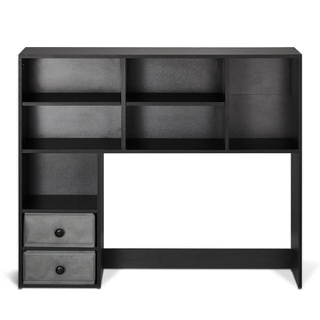 Desktop Bookshelf Hutch, 3-Tier, 2 Fabric Drawers, Black
