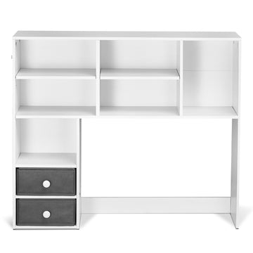 Desktop Bookshelf Hutch, 3-Tier, 2 Fabric Drawers, White