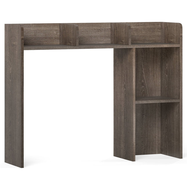 Desktop Bookshelf with 4 Shelves and Open Back, Wood, Gray