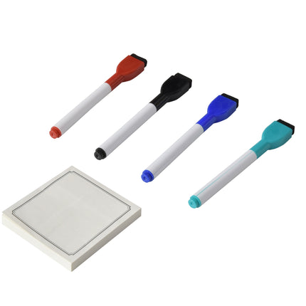 Glass writing board with table stand, 45x20cm, white+black