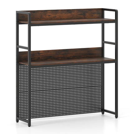 Desktop Shelf with Pegboard, Metal Frame, 2-Tier, 32" Monitor