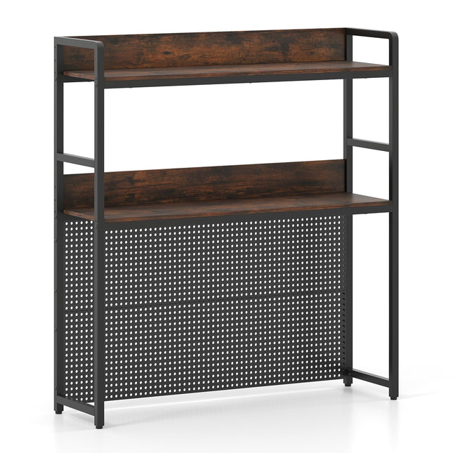 Desktop Shelf with Pegboard, Metal Frame, 2-Tier, 32" Monitor