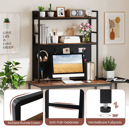 Desktop Shelf with Pegboard, Metal Frame, 2-Tier, 32" Monitor