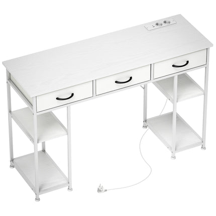 Desk with Charging Station, Storage Drawers, and Shelves