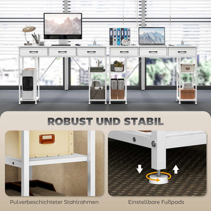 Desk with Charging Station, Storage Drawers, and Shelves
