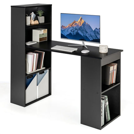 Desk with bookshelf computer table with 6 shelves PC table with shelf office table black