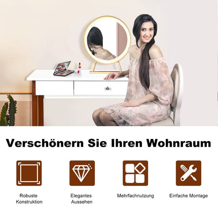 Desk with drawer, computer table, rubber table legs, dressing table, office table, brown