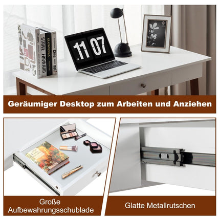 Desk with drawer, computer table, rubber table legs, dressing table, office table, brown