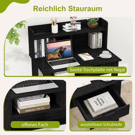 Desk with sockets Small computer desk with attachment 95 x 56 x 109.5 cm Black