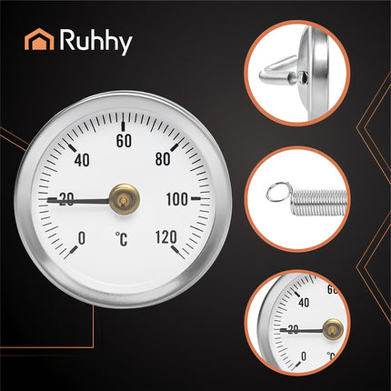 Dial Thermometer for 0-120C Ovens, Pipe Mount